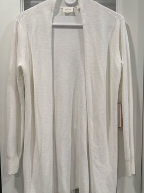 Cyrus Open-Front White Knit Cardigan